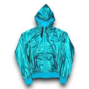 NIKE Tech Windbreaker Women's Small (4-6) Metallic Rare Sportswear Full Zip Mesh